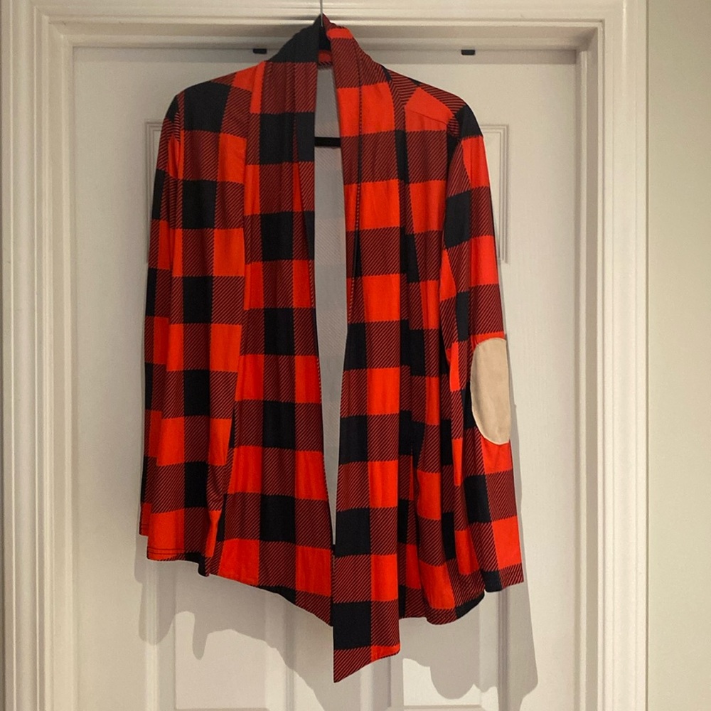 Red/black long sleeve cover up